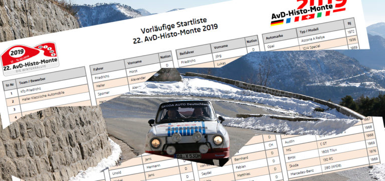AvD-Histo-Monte 2019: Das ist die Startliste